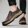 Retro New Black Brown Loafers Men's Thick-soled Outdoor Hiking Leather Casual Shoes Male Slip On Walking Footwears