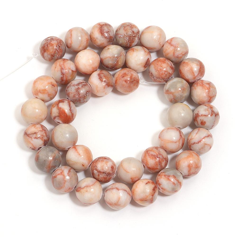 Natural Stone Beads 6 8 10mm Red Web Round Loose Spacer Beads For Jewelry Making DIY Handmade Bracelets Necklace Accessories