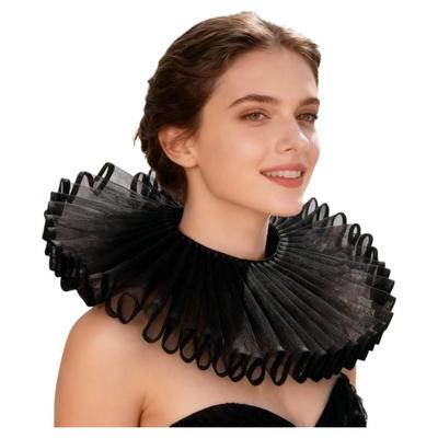 Classical Handmade Neck Ruff Collar Detachable Vintage Lace Splicing Collar Theatrical Ruff Collar Opera Performance