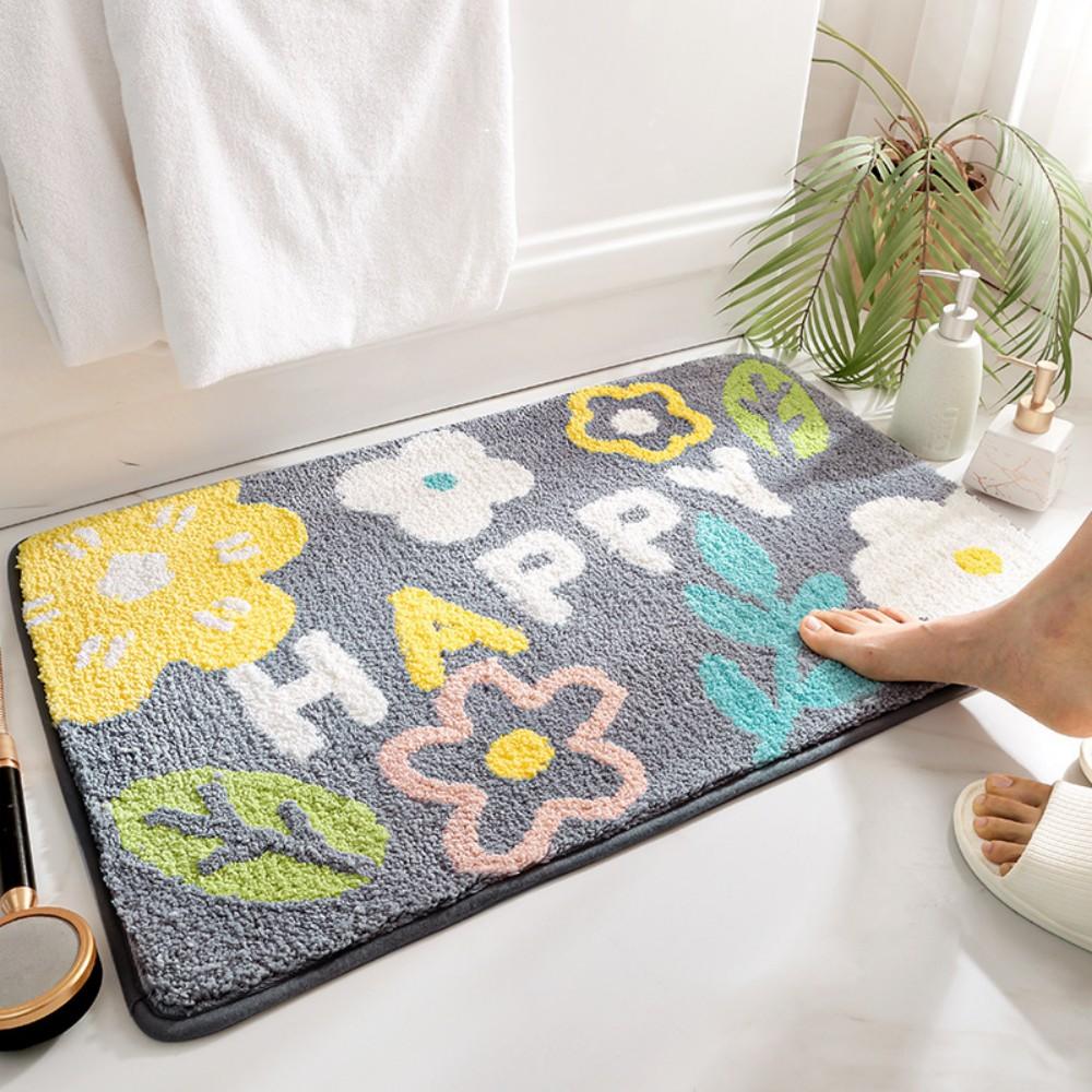 Bathroom Anti Slip Absorbent Carpet Leaf Pattern Soft Skin Friendly Bathroom Mat Anti Slip Easy To Clean Home DecorCarpet