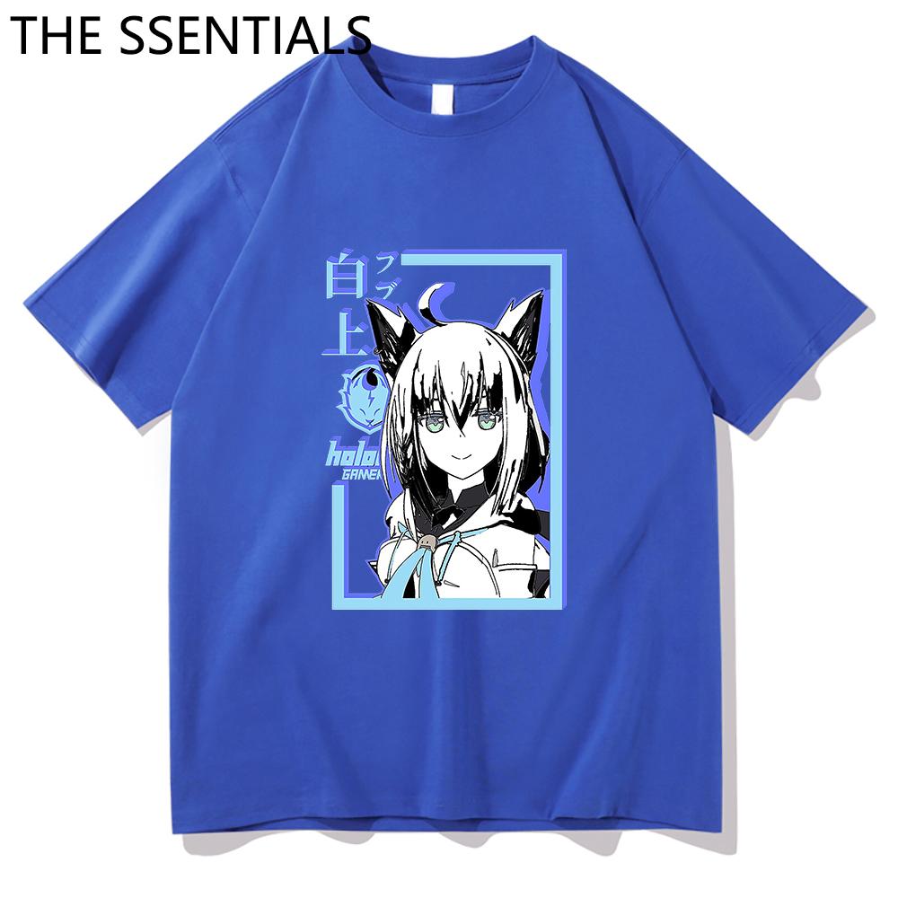 Hololive VTuber T-skjorte Unisex Harajuku tegneserie-grafikk-t-skjorter Unisex-tilfeldig bomullst-skjorte Herre Anime Kawaii Shirakami Fubuki T-skjorte