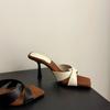French High Heels Women's Summer New Cross Band Sandals Fashionable for Skirts Outdoor Wear Thin Heel Slip-On Shoes