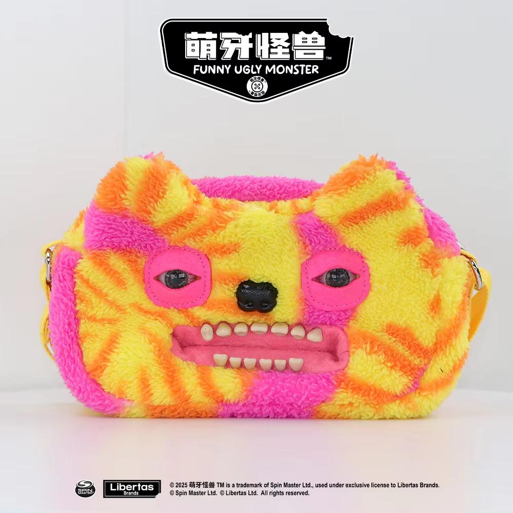 Genuine Funny Ugly Monster Plush Crossbody Bag Adjustable Strap Mr Button Screech Leopard Stuffed Doll Bag Gift