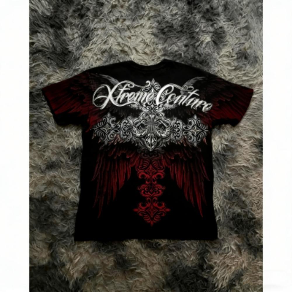 

Fashion Summer Kids T-shirt Vintage Gothic Cross Wing Print Tees Round Neck T-shirt Outdoor Street Style Top Casual Boy and Girl s Clothing 100