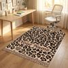 Leopard Print Theme Soft Crystal Velvet Rug Custom Name & Text Print Non Slip Floor Rug for Bedroom Living Room