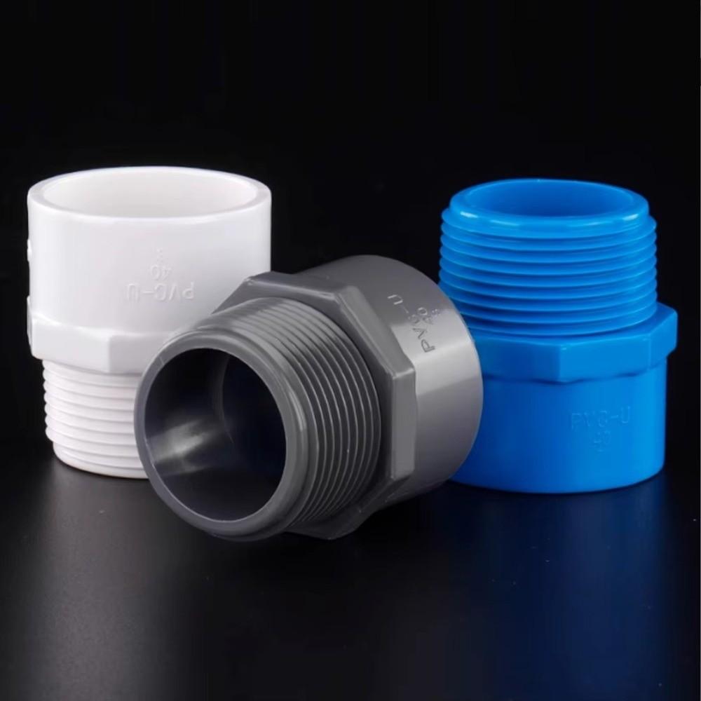 5Pcs Straight Structure PVC Pipe Connector Male Threaded Straight Pipe Connector Garden Irrigation