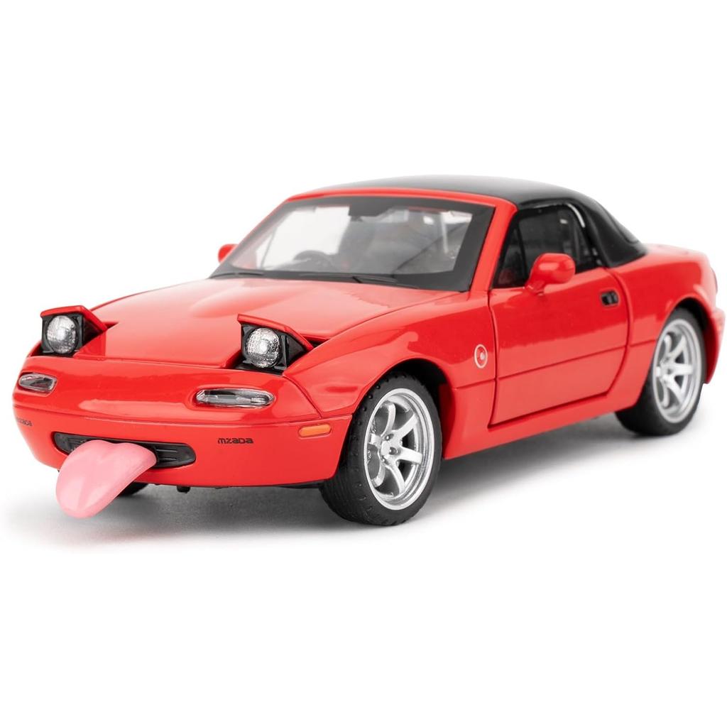 1/32 Mazda MX-5 Alloy Model Car Toy with Pullback,Removable Top,Blinking Lights with Sound and Bright Lights, Collectible Grade Gift for Kids (Red)
