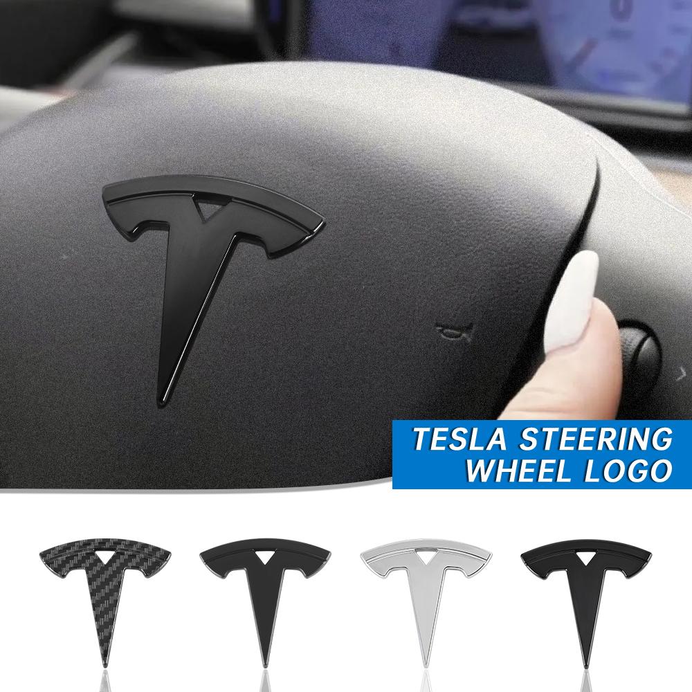 WDYEA1 1Pc ABS Car Steering Wheel Center Emblem Sticker Decal Interior Decoration For Tesla Model 3 Model S Model X Y SpaceX Accessorie