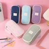 Large Capacity Pencil Case with Grid Pocket Expandable Bottom Durable Oxford Material Pen Storage Pouch