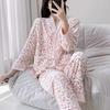 1011 New Island Velvet Women's Pajamas Pink Leopard Print Autumn and Winter Sweet Wind Long Sleeve Loose Large Size Loungewear Set