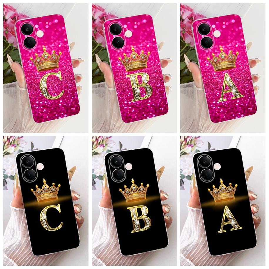 For Vivo V60 Lite 4G Case V2530 Cute Letters Crown Soft Slim Silicone Back Cover For Vivo V60 V 60 V60Lite 5G T4 Pro 2025 Bumper