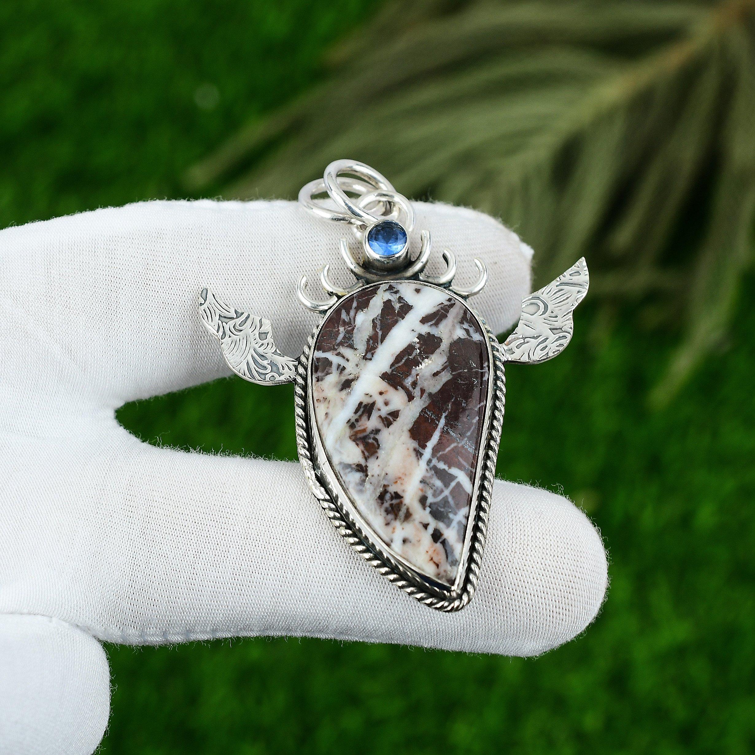 Daughters Day Deal Sterling Silver Natural Coconut Jasper Topaz Pendant Jewelry
