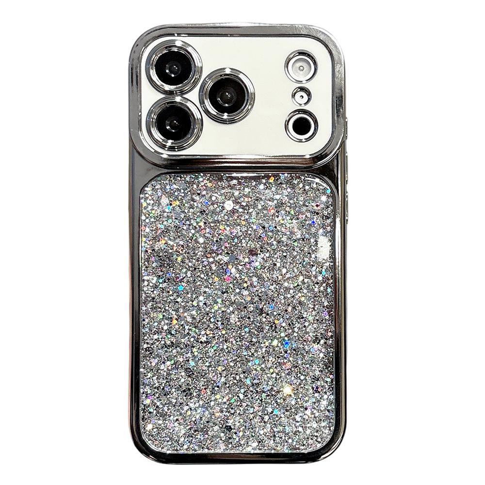 Sequins Shockproof Case for iPhone 17 16 15 14 13 Pro Max White Window Electroplated Soft Silicone Back Cover