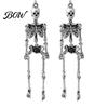 Halloween Party Accessories 1 Pair Earrings, Spooky Gothic Skeleton Dangle Cosplay Theme Earrings Drop Punk Skull Articulated Jewelry for Women Trendy