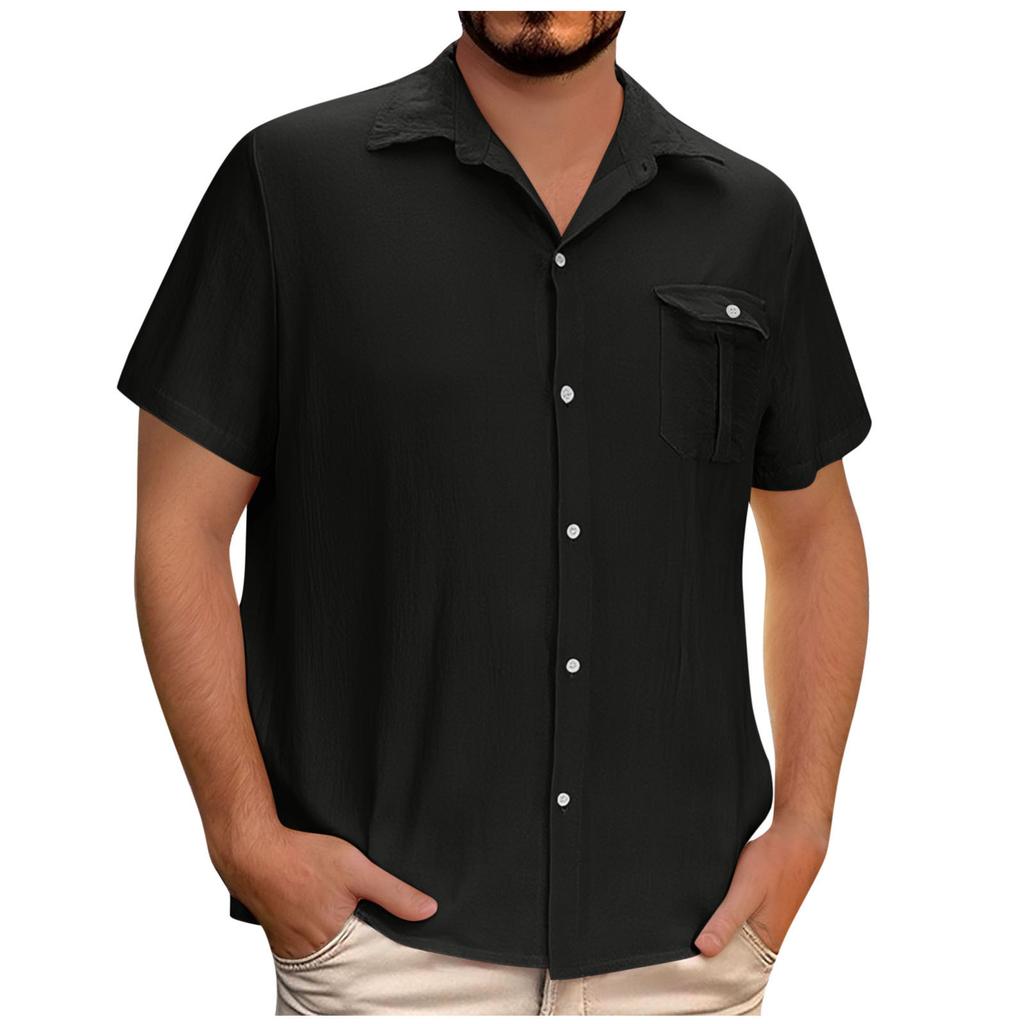 Men's Casual Short-Sleeve Collared Shirt For Spring/Summer