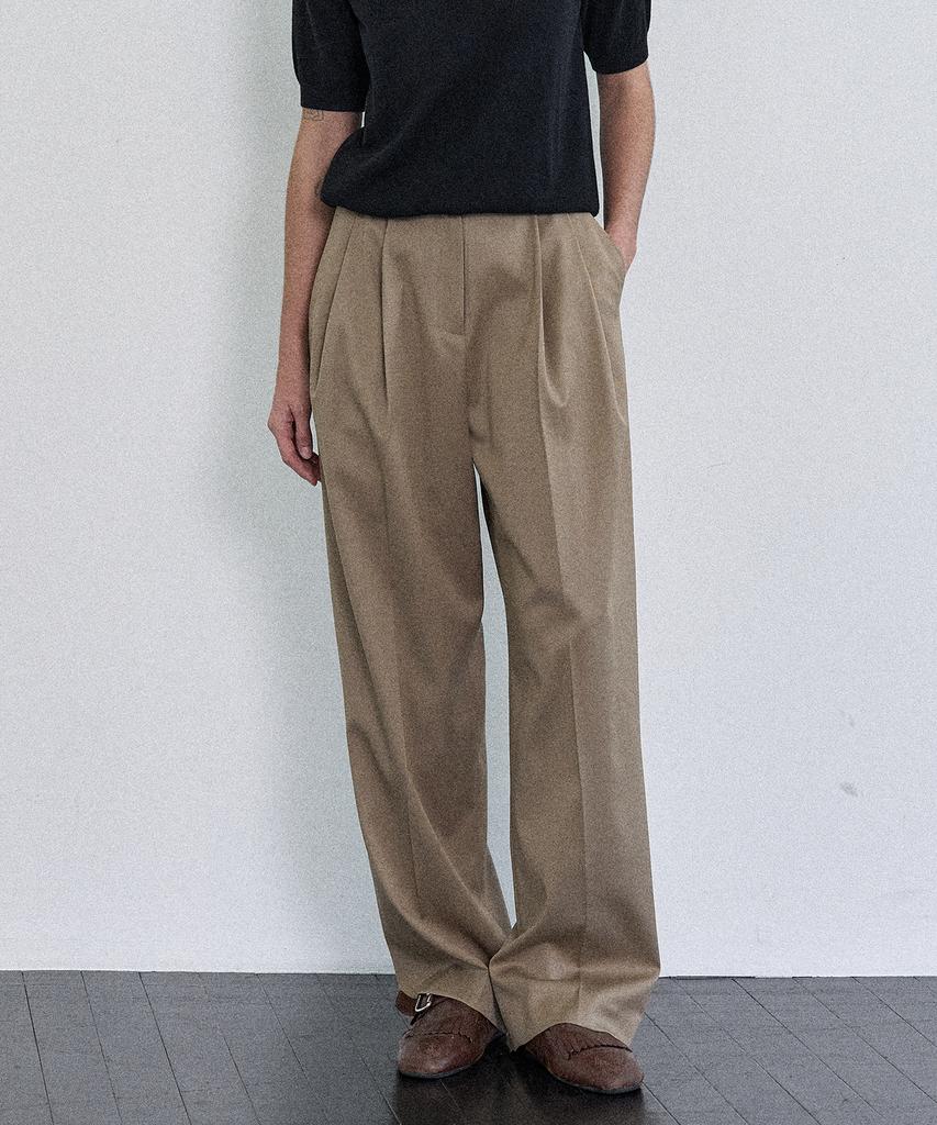 PELOTE Wool Double Pleated Wide Pants (2 Colors)