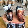 Viking Drinking Horn Shot Cups (Set of 4) with Horn Stand: Norse Decor