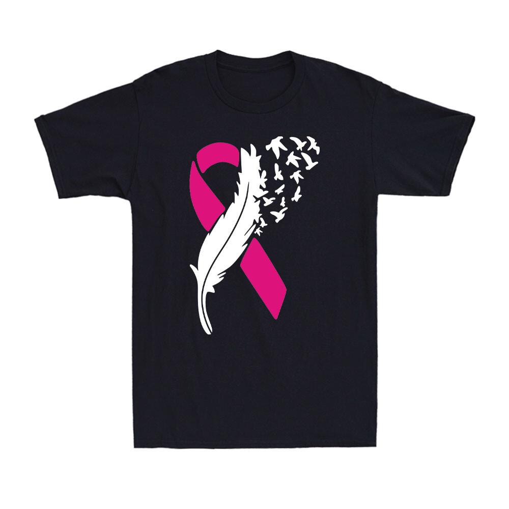 Cancer Ribbon Fck Cancer Tee Feather Breast Cancer Awareness Strong Hope T-Shirt S