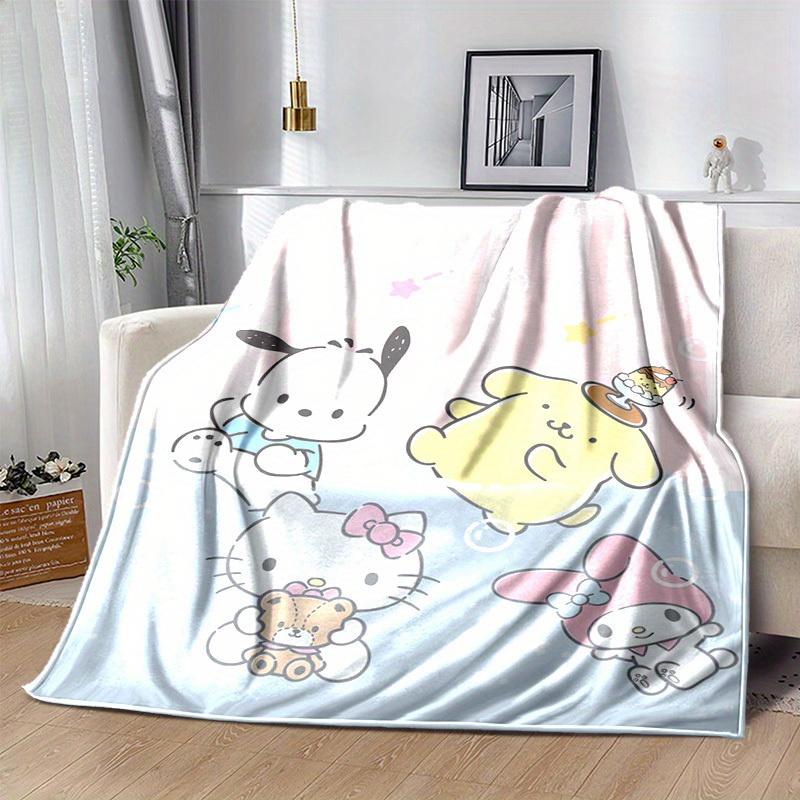 1pc, Sanrio Adorable Characters Home Decor Flannel Blanket, Perfect Gift for Bedroom, Living Room, Travel, Camping, Car, Beach, Office Nap. Ideal Sofa