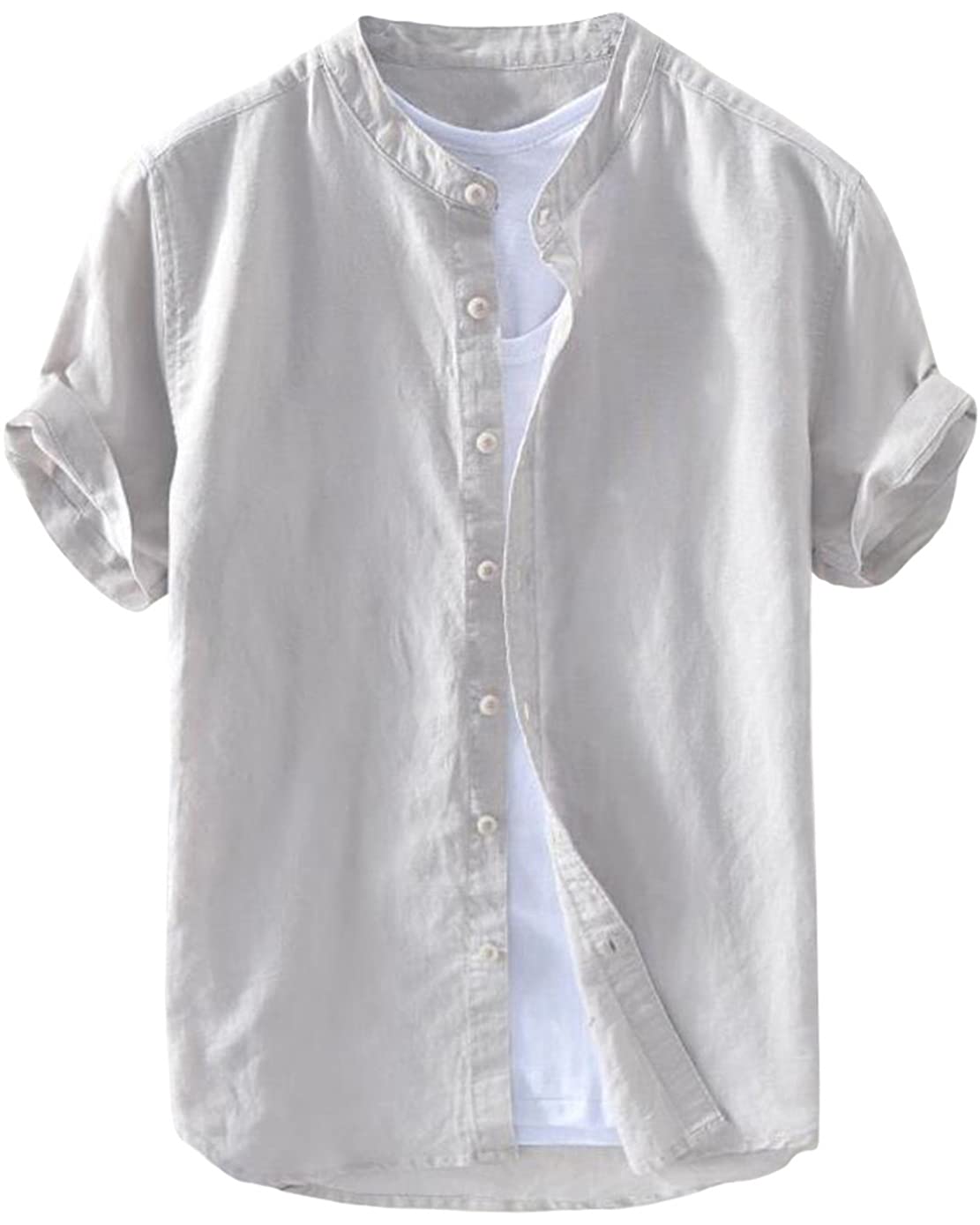 

Летняя мужская рубашка с коротким рукавом, однотонная, больших размеров [ODFMCE], хлопок-лен, цветная, стильная, легкая, повседневная, (JP, Алфавит, 2XL, Серый) серый
