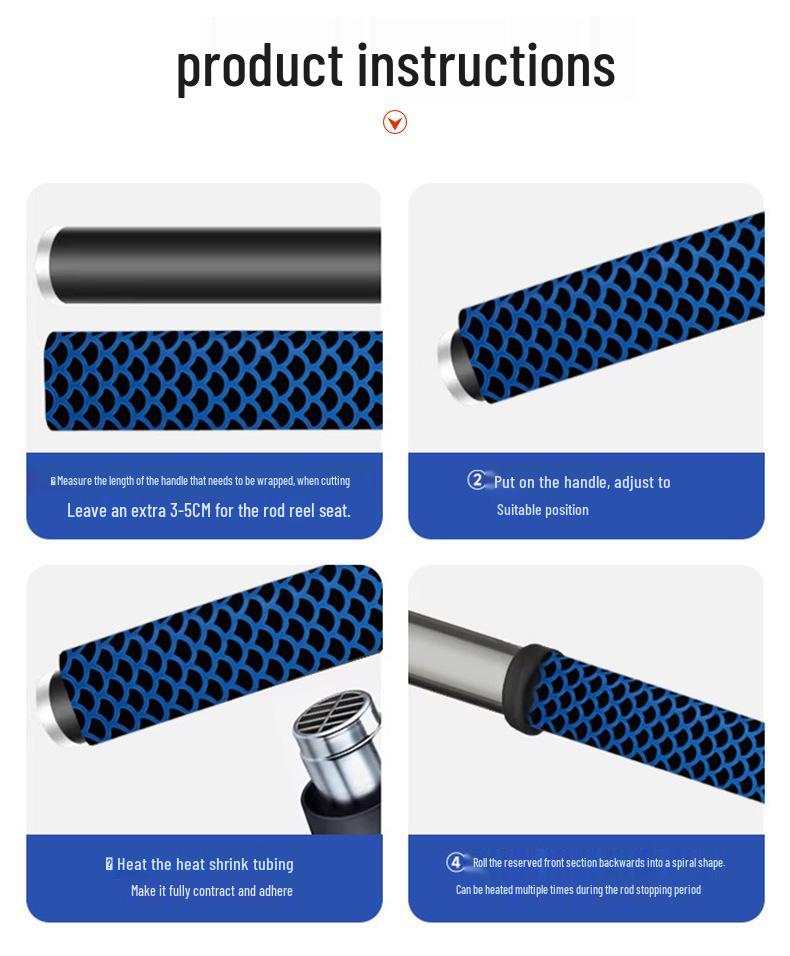 Two-Color Heat Shrink Tubing, 1m: Fishing Rod & Gear Handle Cover, Anti-Slip & Insulating Sleeve.