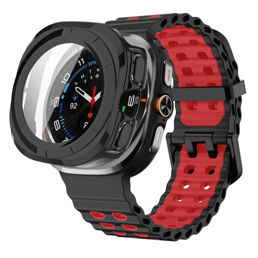Case+Strap for Samsung Galaxy Watch 7 Ultra 47mm Sport Silicone Band Bracelet PC Case Protective Cover for Galaxy Watch 7 Ultra