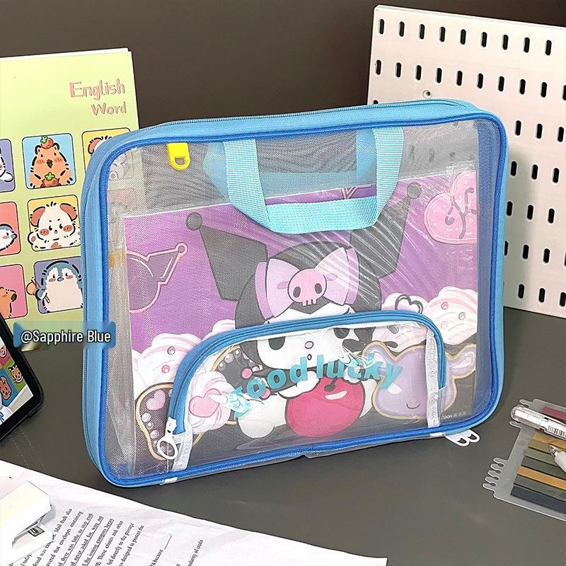 Large Capacity L-Shaped Mesh Bag for Exam Papers