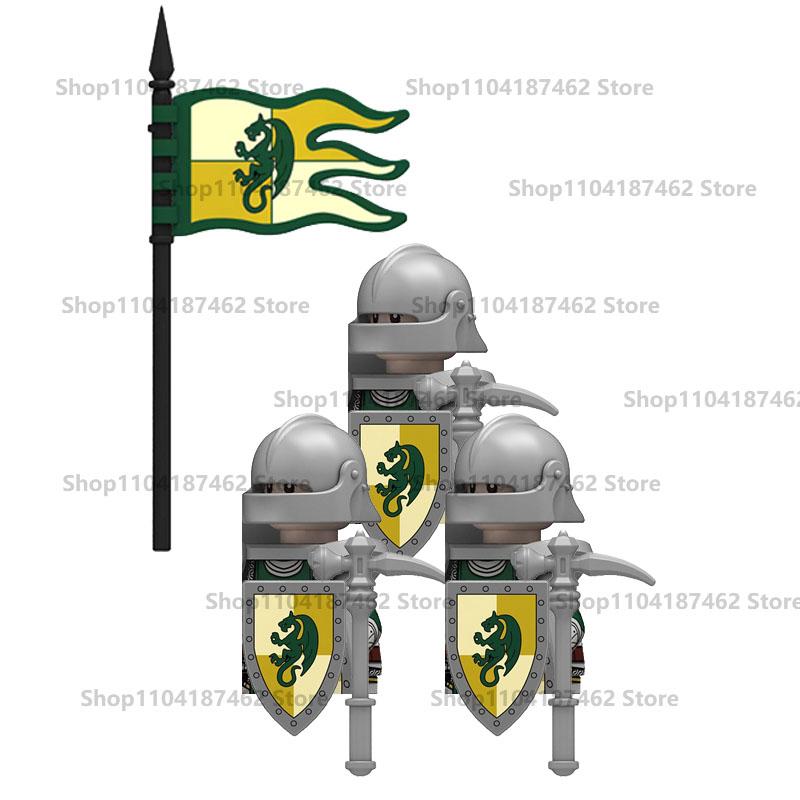 Medieval Military Castle Knight Army Set Building Blocks Green Dragon Wolf Warrior The War of Roses War-horse Weapons Brick Toys