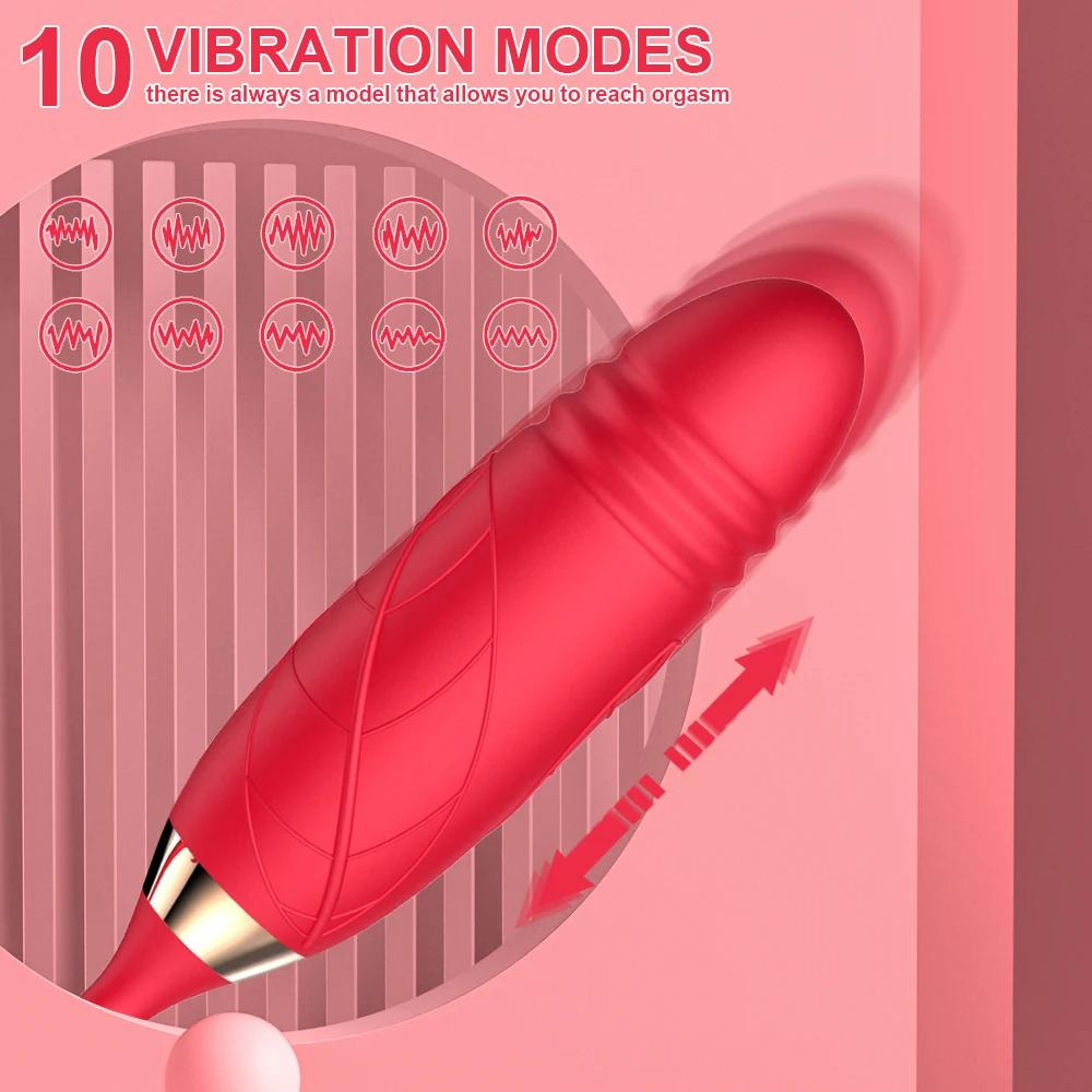 3-in-1 female masturbation rose sex toy Clit Clintoris G-point thrust Dildo oral sex Vibrator G-point stimulation licking erotic
