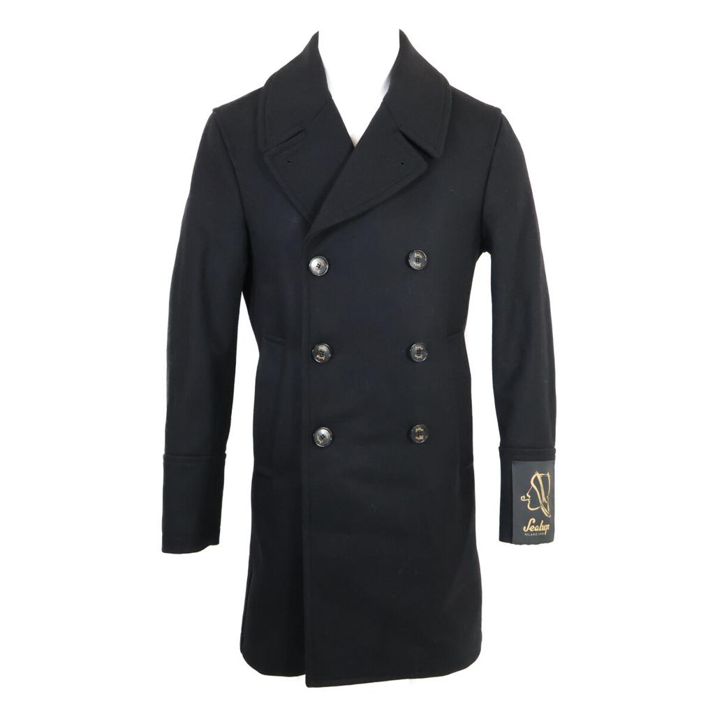Sealup [Excellent Condition/Domestically Authorized] GENOVA Genoa Wool Melton Pea coat 46 blackUsed