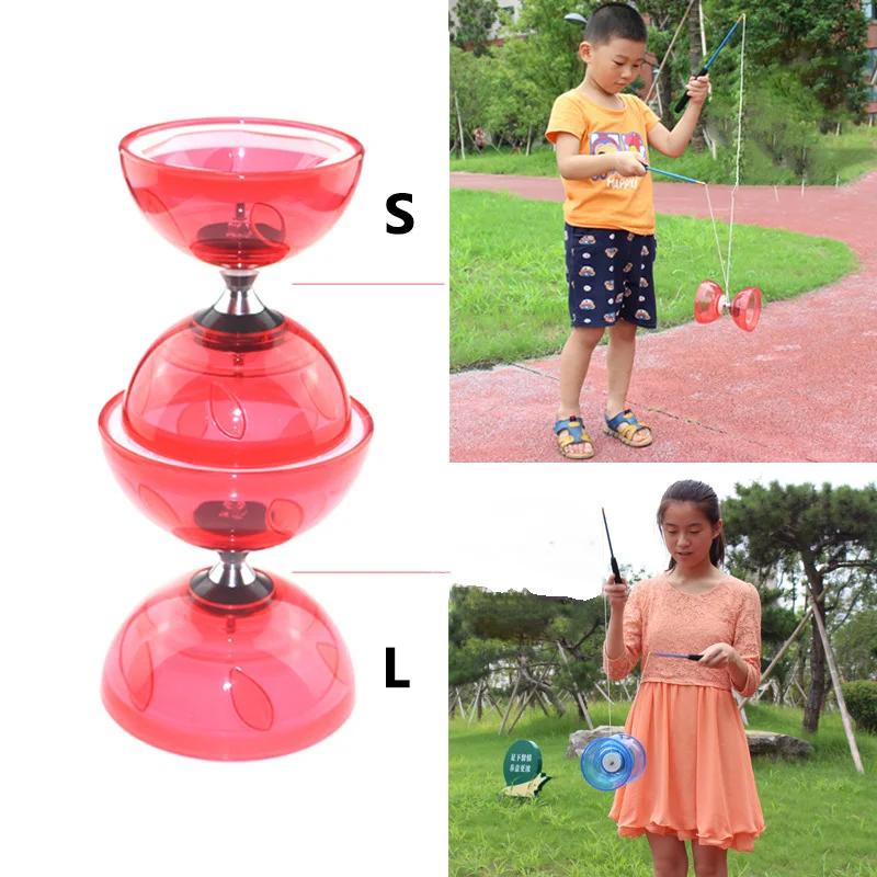 Chinese Diabolo with Triple Bearings, 3-Bearing Diabolo Green Chinese Yo-Yo Professional Circus Spinning Toy with Hand Sticks