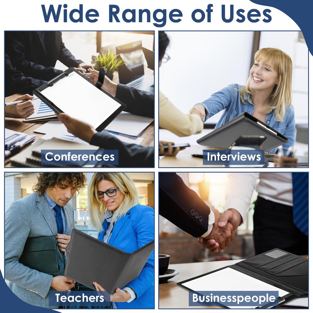 Multifunc A4 Conference Folder Business Stationery Folder Leather Contract File Folders A4 Writing Pad for Home School Office