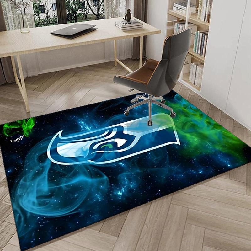 Seahawks Teamgeist Teppich für Büro, Stuhlunterlage, Dekorteppich Wohnzimmer Matte, Große Größe Fan Geschenke Weihnachtsgeschenke