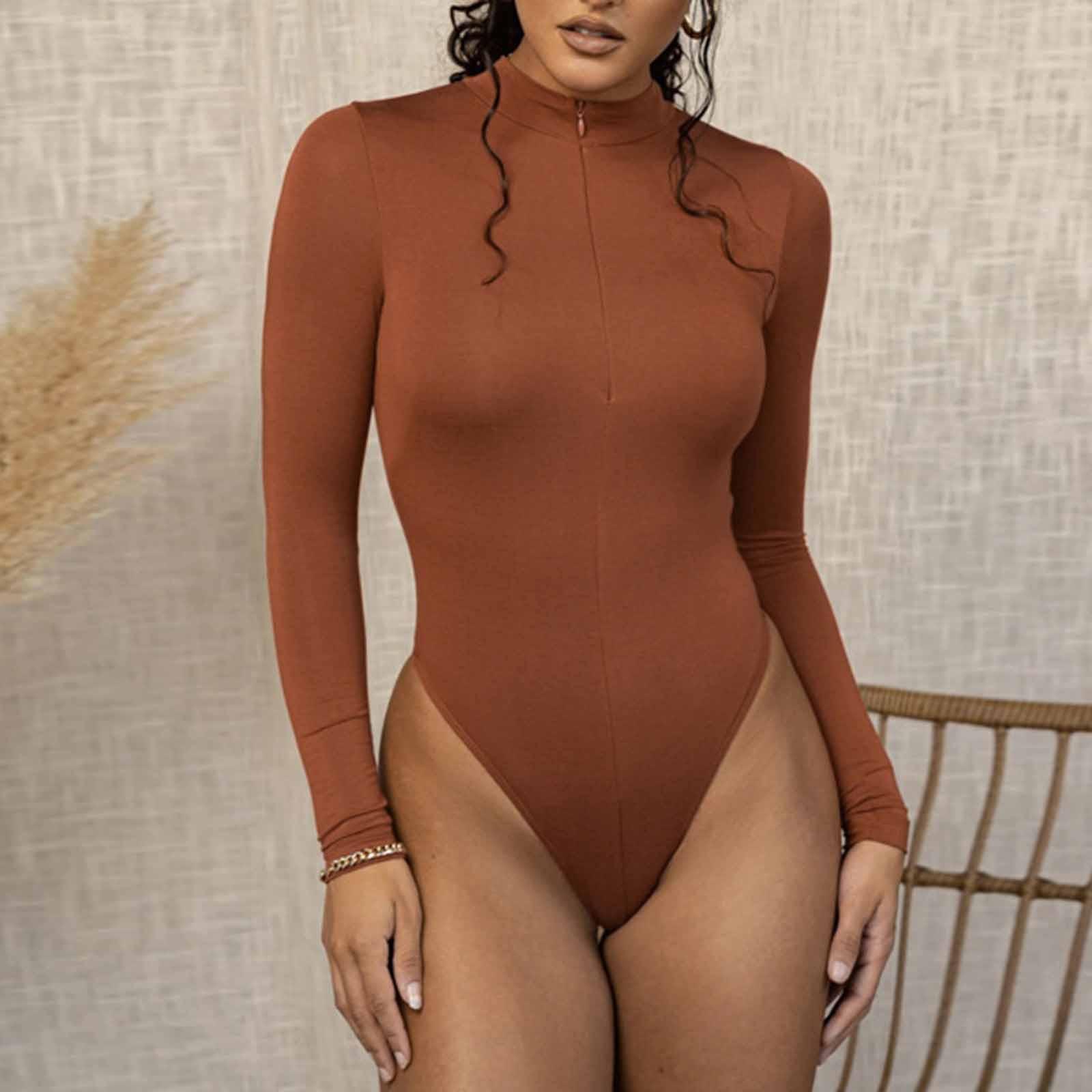 

Женская мода сплошной цвет сексуальная нижняя рубашка с длинным рукавом на молнии плотное боди L