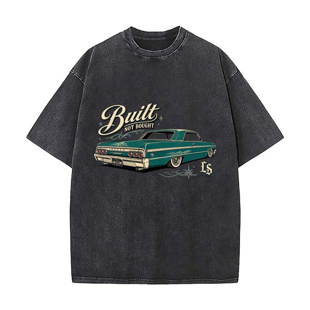 Klassisches Lowrider Street Legend Artwo Retro Gewaschen Used Look T-Shirt Herren Sommer Lässig Kurzarm