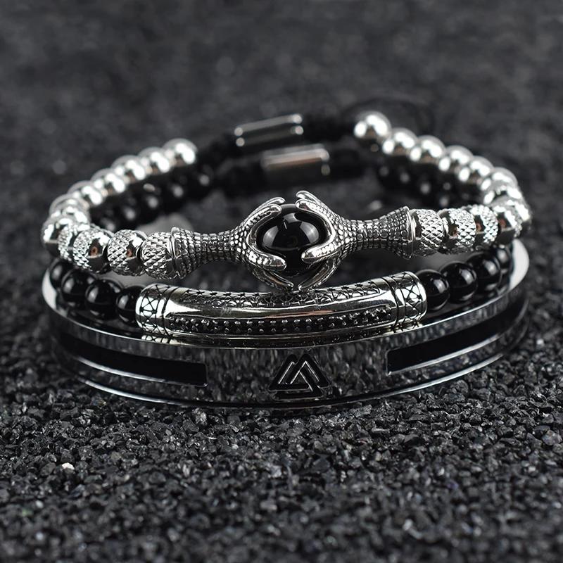 3pcs Luxury Stainless Steel Arrow Cuff Man Bracelet Women Jewelry Sets Couple Gift