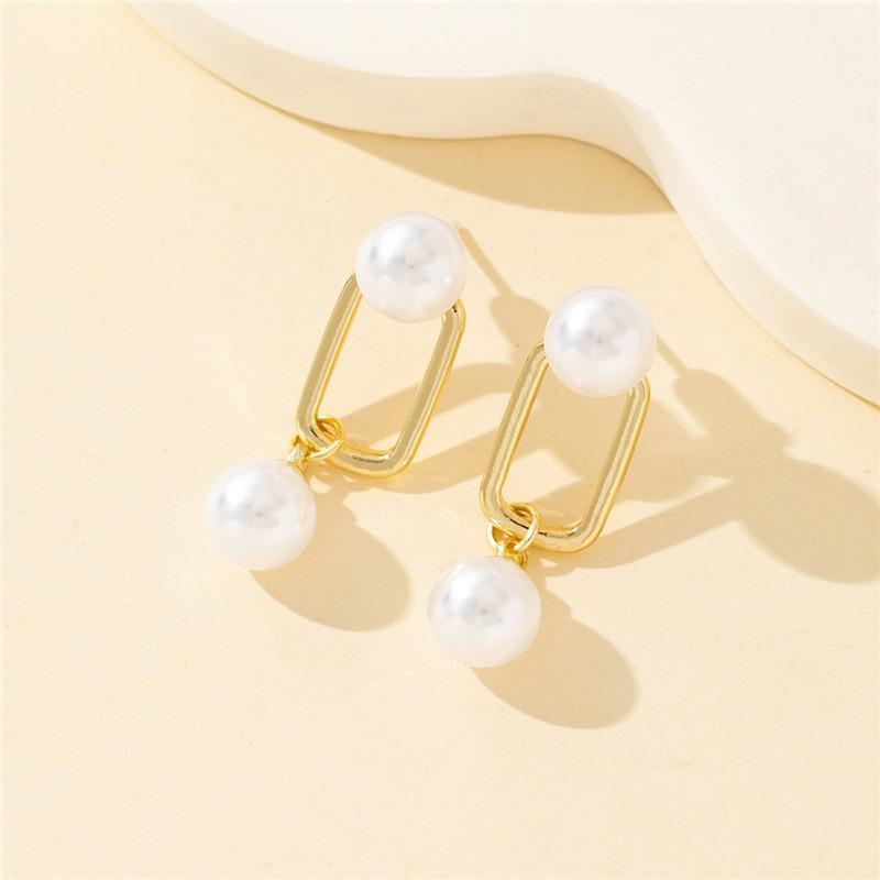 New Punk Zircon Imitation Pearl Drop Earring Korean Pin Shaped Dangle Earrings For Women Classic Charm Jewelry Gifts