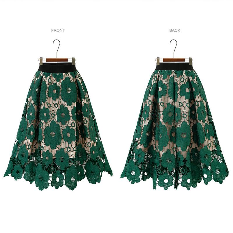 2022 Women Elegant Fashion Flower Embroidery Hollow Out Lace Skirts Womens Casual Sexy Skirt Party Black Skirt