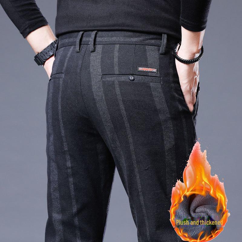 Pánské úzké pruhované elastické kalhoty: Trendy Business Casual kalhoty