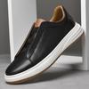 Casual foot cover first layer cowhide board shoes men's free shoelaces business leisure one pedal