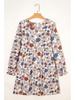 Floral Print Long Sleeve Round Neck Pullover Dress for Women - Autumn/Winter Fashion