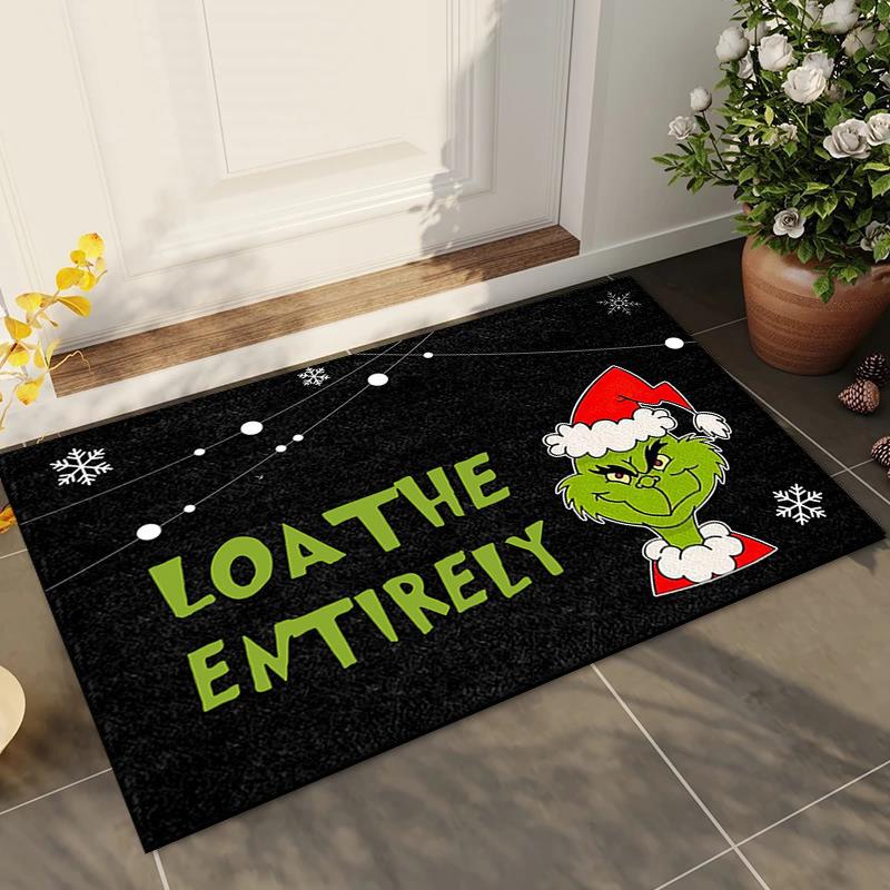 Grinch Christmas Entry Door Mat Christmas Eve Decorative Floor Mat Foot Mat Carpet