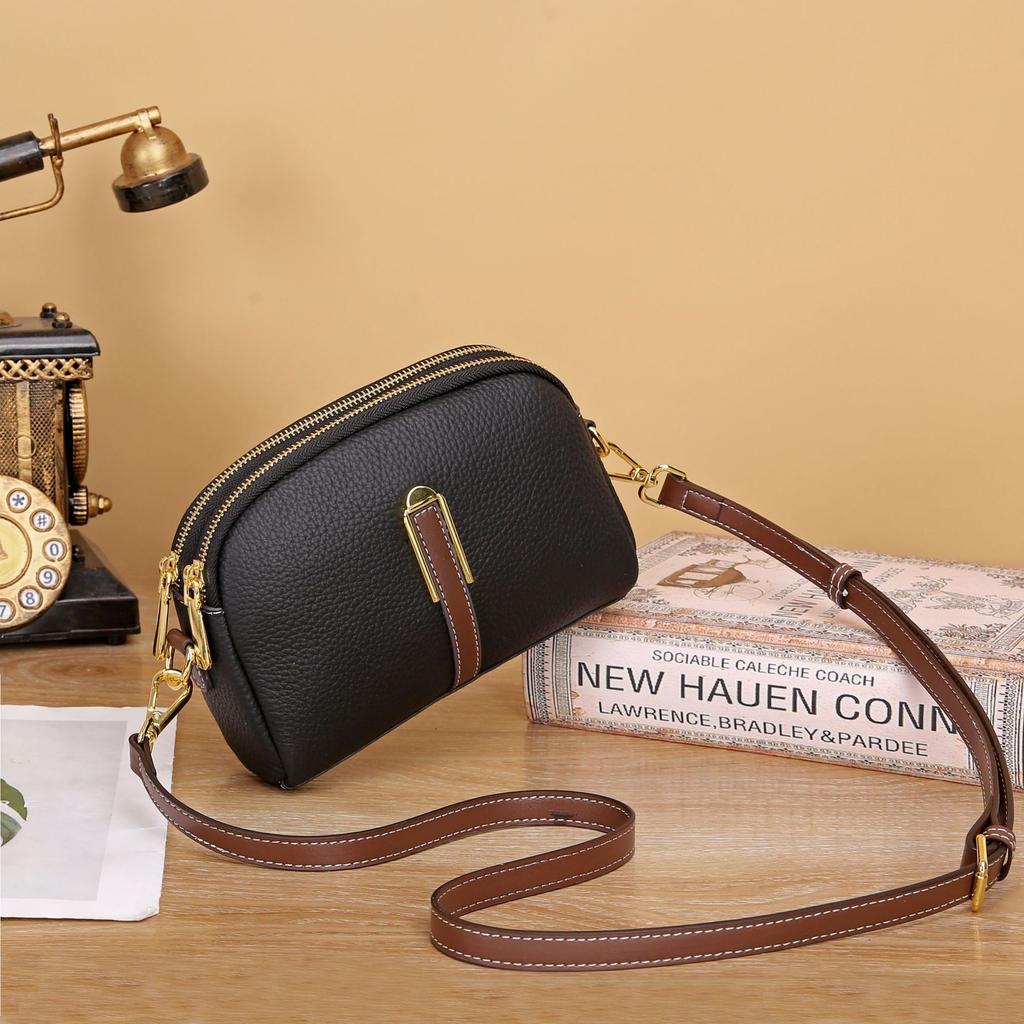 Cowhide Casual Women's Bag, Shoulder Messenger Change Bag, Women's Handbag, Multi-compartment Shell Bag, Mobile Phone Bag.