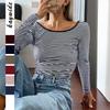 Y2K Hot Girl Versatile Plaid Long-sleeved Bottoming Shirt T-shirt Women's 2025 Autumn and Winter