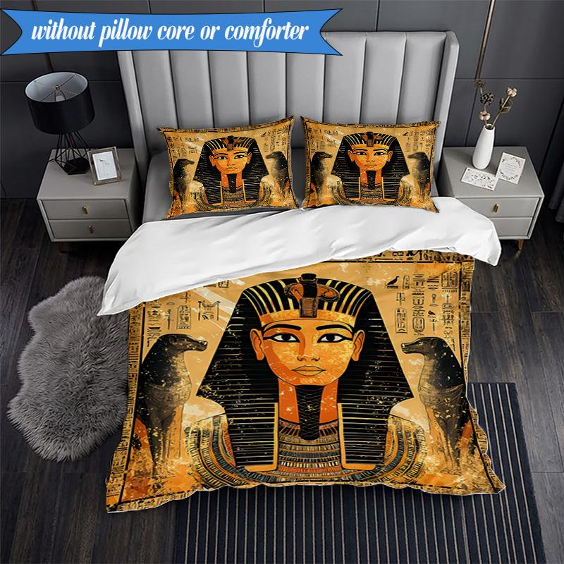 3-teiliges Bettwäsche-Set mit Pharaonen-Motiv, inklusive 1 Bettbezug und 2 Kissenbezügen. Perfekt für Schlafzimmer, Wohnheim, Weihnachtsgeschenk für Fans