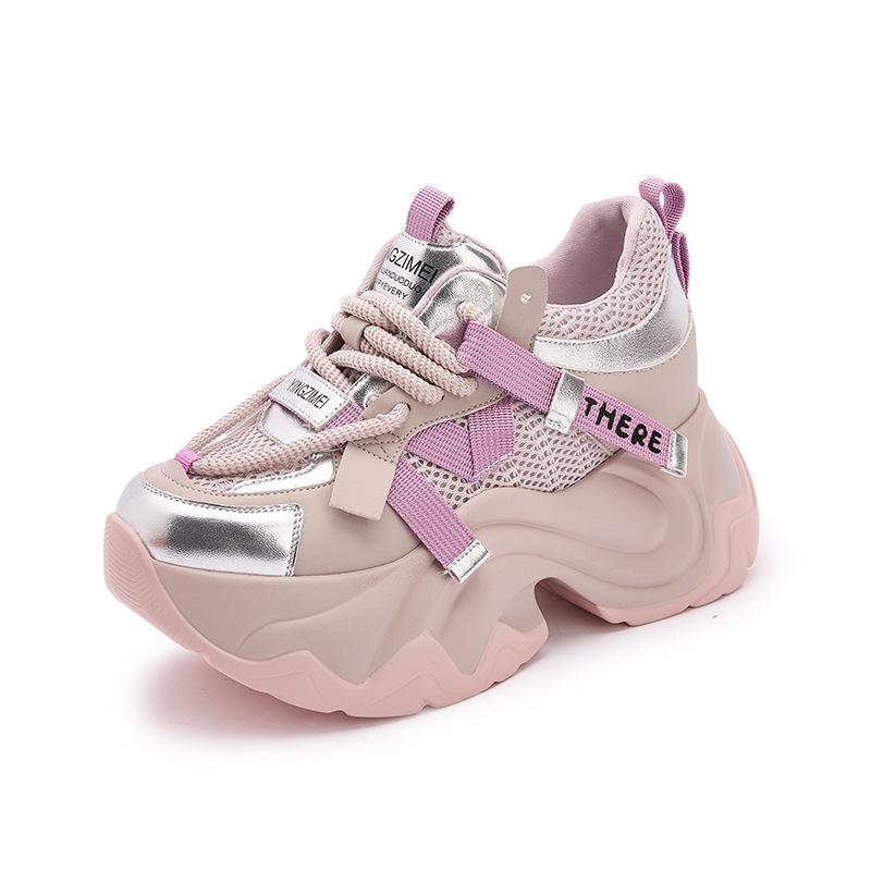 

Platform dad shoes women s spring 2025 new European station versatile sports shoes muffin sole small inner height increase women s shoes 39 розовый