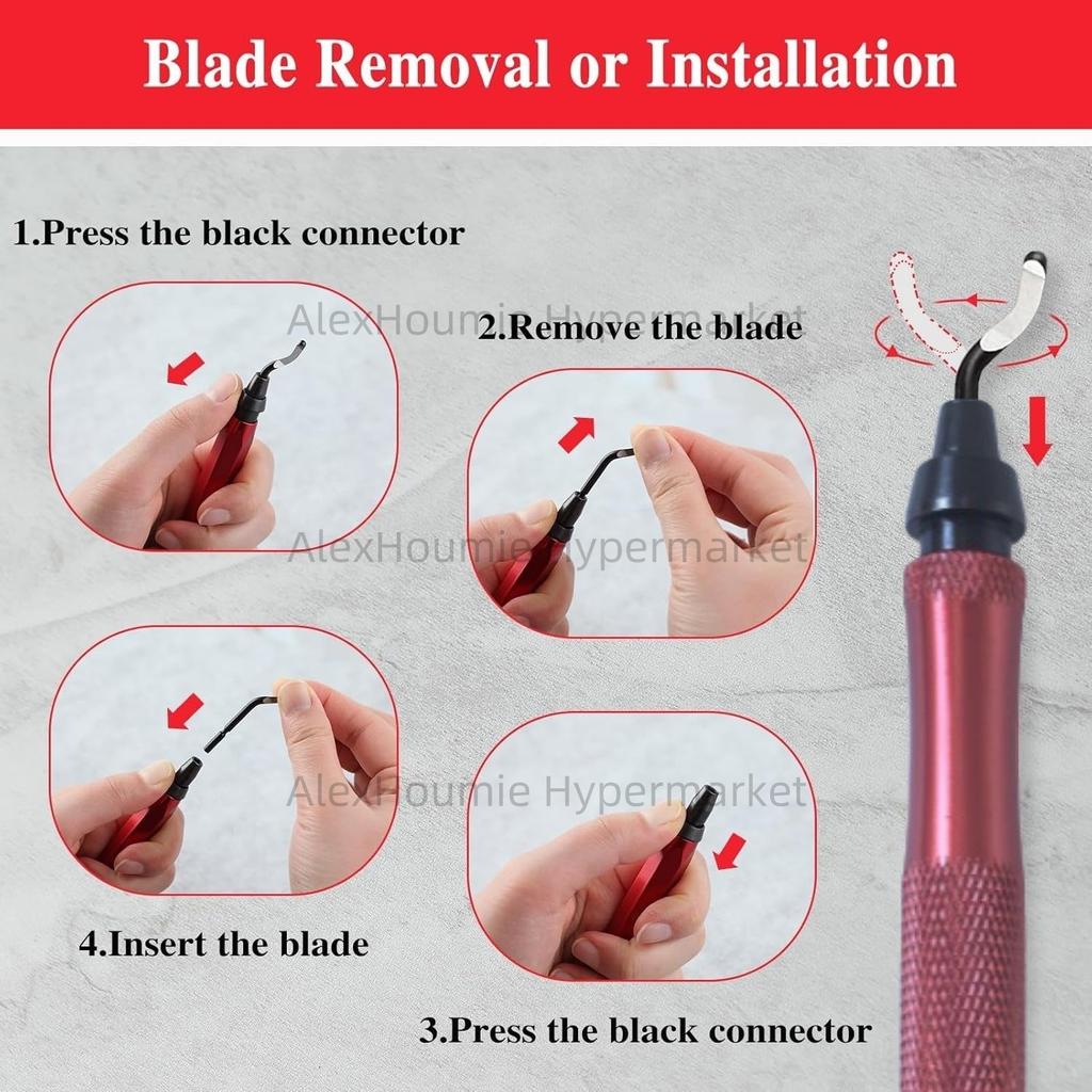 Metal Handle Deburring Tool Kits with BS1010 Blades Deburr Tool Edge Burr Remove 360 Degree Rotary High Grade Swivel Blades