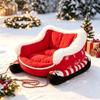 Bite Resistant Christmas Sleigh Pet Bed Reindeer Shape Xmas Sleigh Cat Nest  Holiday Gift