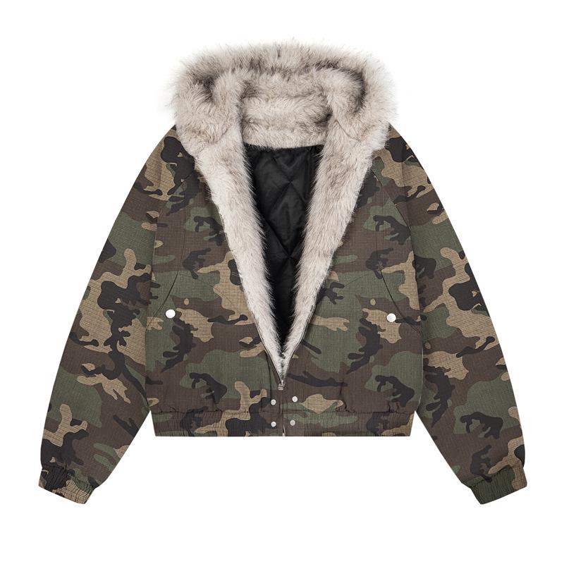 Men's American Fur Collar Plus Velvet Mountain Workwear Jacket