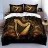 "Elegant Golden Harp Trio Decor" Soft Comfortable Duvet Cover Bedding Set Included 1*Duvet Cover & 2*Pillowcases, gift
